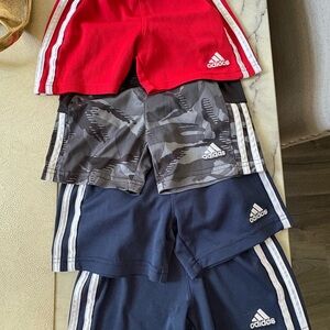 Adidas Kids' Athletic Shorts - Red, Gray, and Blue